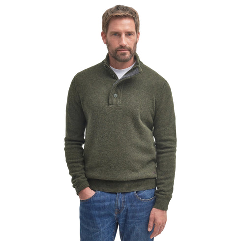 Maglia Uomo con mezza zip e bottoni, in pura lana